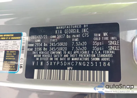 2022 Kia Telluride Sx from USA, damaged, VIN 5XYP5DHC7NG251184